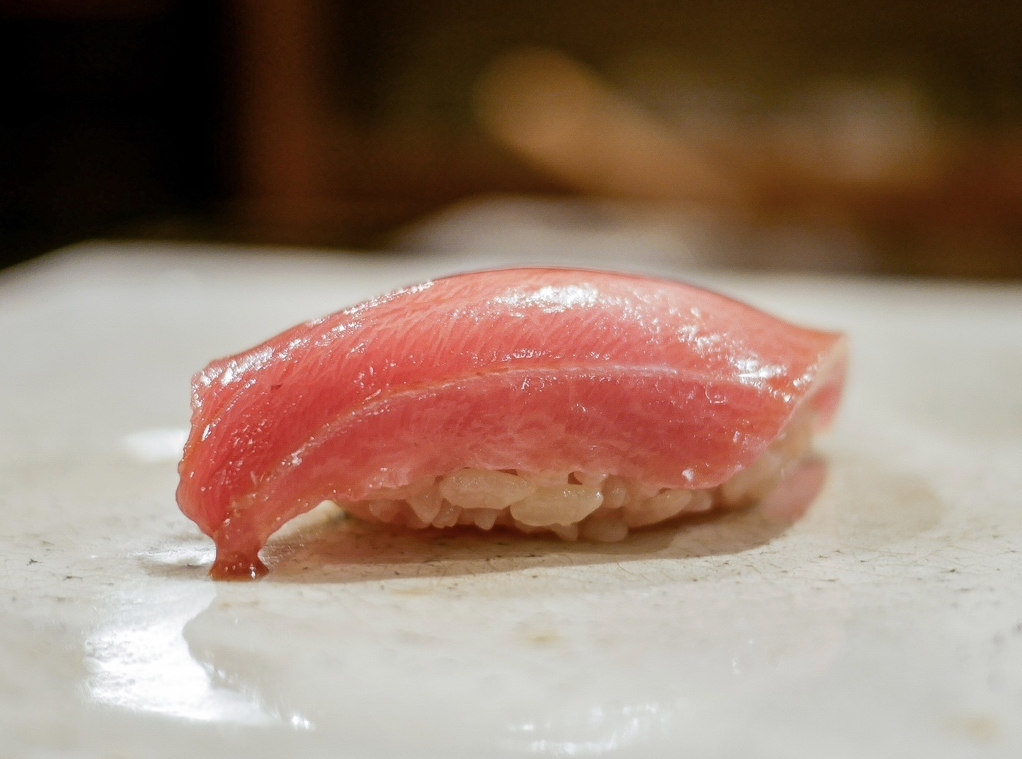 Close up of fatty tuna sushi
